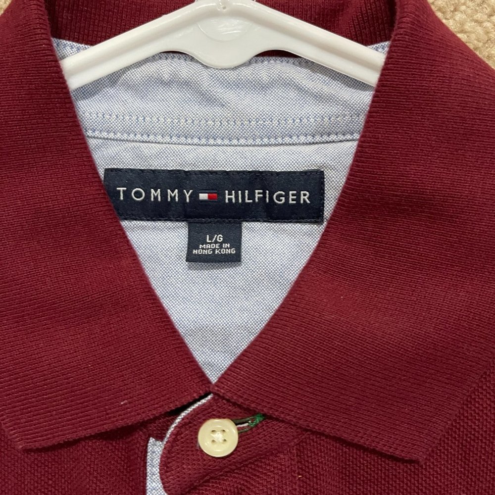 Tommy Hilfiger Large Men's Polo - Maroon -Like New - Picture 2 of 3